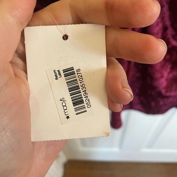 Macys sexy Velvet cut out Red Burgundy Long Sleeve Short Dress - Picture 4 of 8